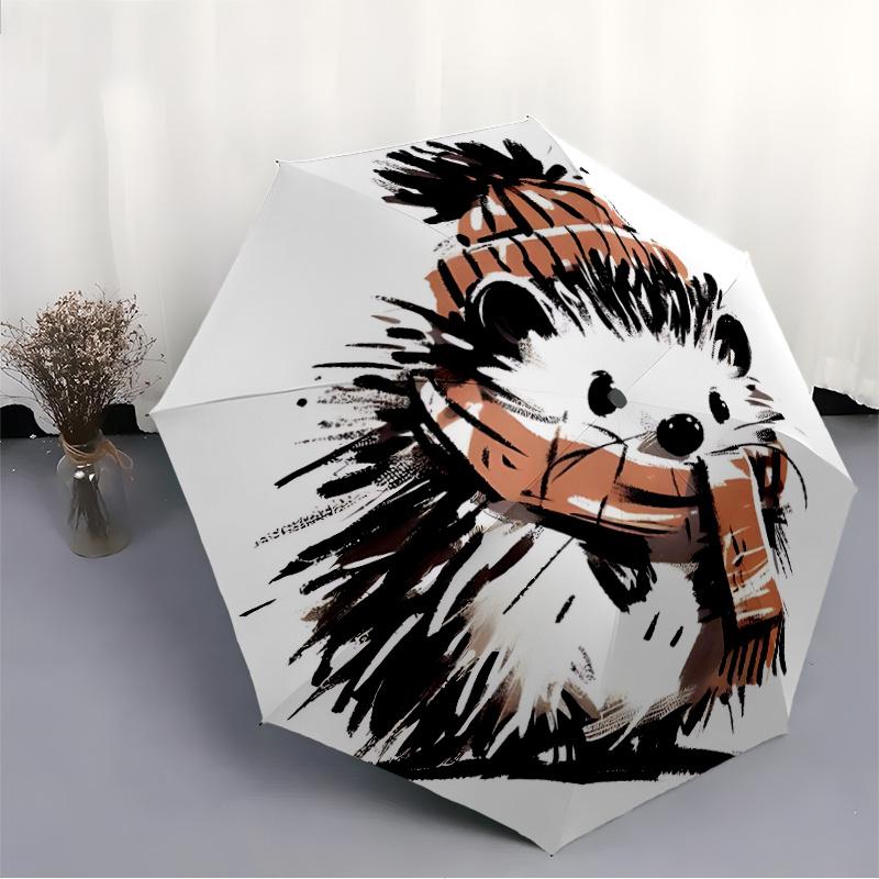 1pc Hedgehog Winter Automatic Open/close Umbrella, 8-Rib Sturdy Structure, Auto Folding/Opening, Portable Travel Umbrella for Women, Parties C41