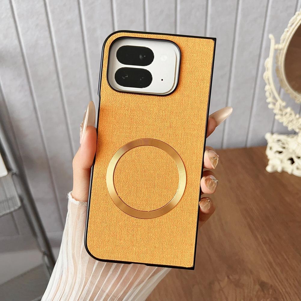 Magsafe Magnetic Plain Leather Case For Google Pixel 10 Pro Fold Pixel10 Pro Fold  Cloth Wireless Charging Cover