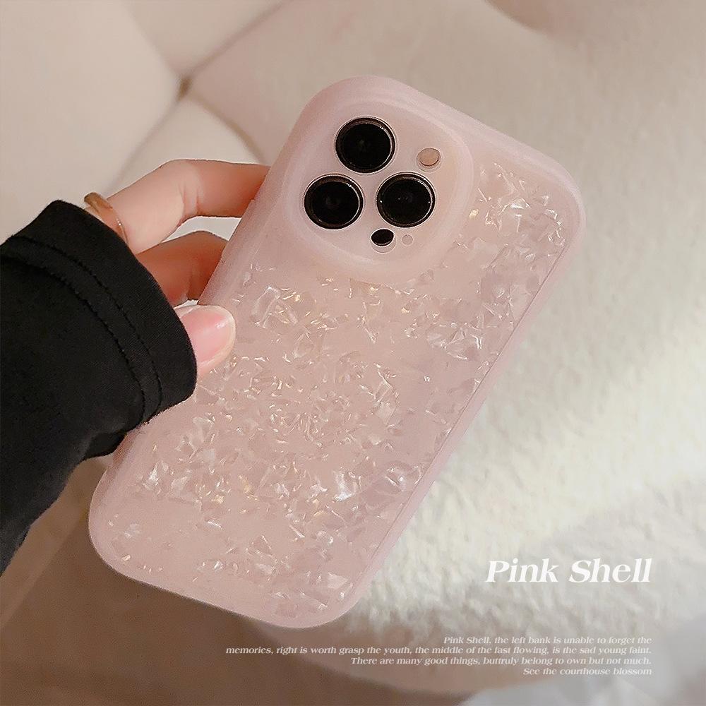 Girls Pink Shell Pattern Iphone16 Apple 14promax Mobile Phone Case Dreamy 11 Suitable for 1512 Soft