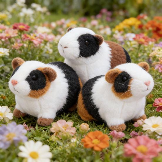 Realistic Hamster Ornament Plush Guinea Pig Model Furry Hamster Replica for Home Desk Shelf Car Interior Decor
