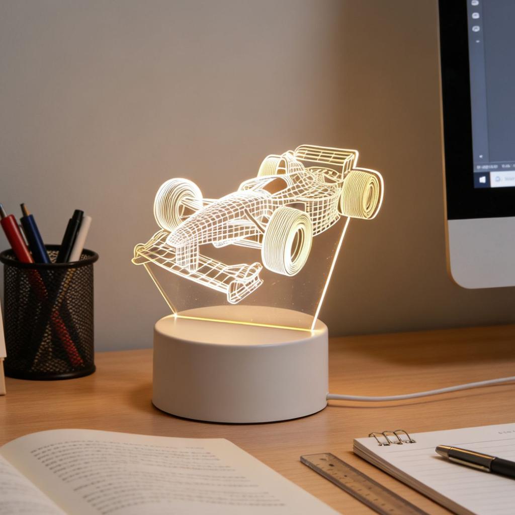 Racing 3D night light, 3D optical illusion light, atmosphere light suitable for bedroom, bedside and living room
