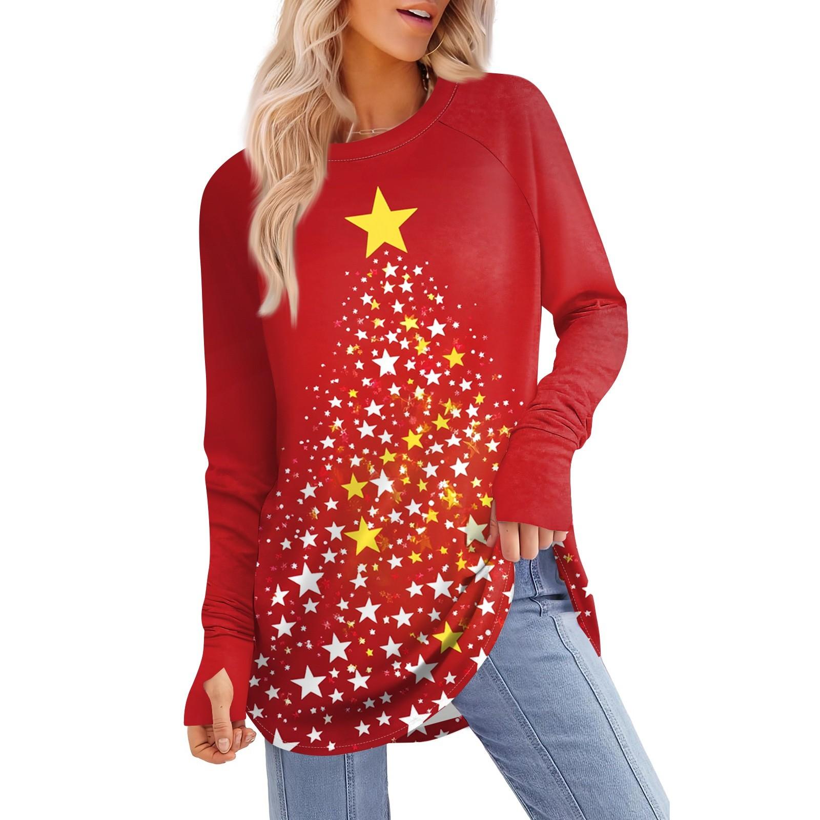 

Женская толстовка большого размера с графическим принтом, длинный рукав, спущенное плечо, круглая рубашка, топы, винтажная одежда XL винный