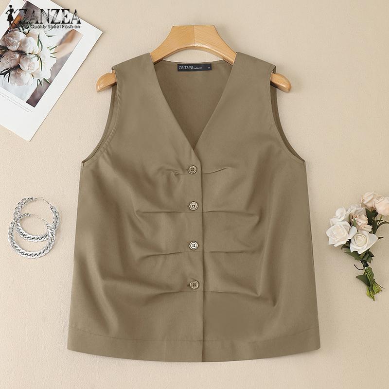 ZANZEA Women Casual V-neck Summer Sleeveless Tank Tops