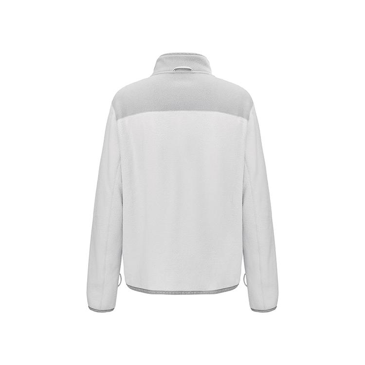 LiNing Basic Fashion Loose Versatile Soft Thick Stand Collar Cardigan Fleece Jacket Unisex Outerwear Light-Smoke-Gray AENU001-2