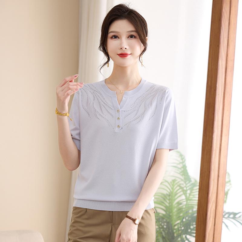 Mom s 2026 Spring Chic Knit Sweater: Long-Sleeve Fashion for Middle-Aged Women M (recommended for 85-105 jin) светло-серый