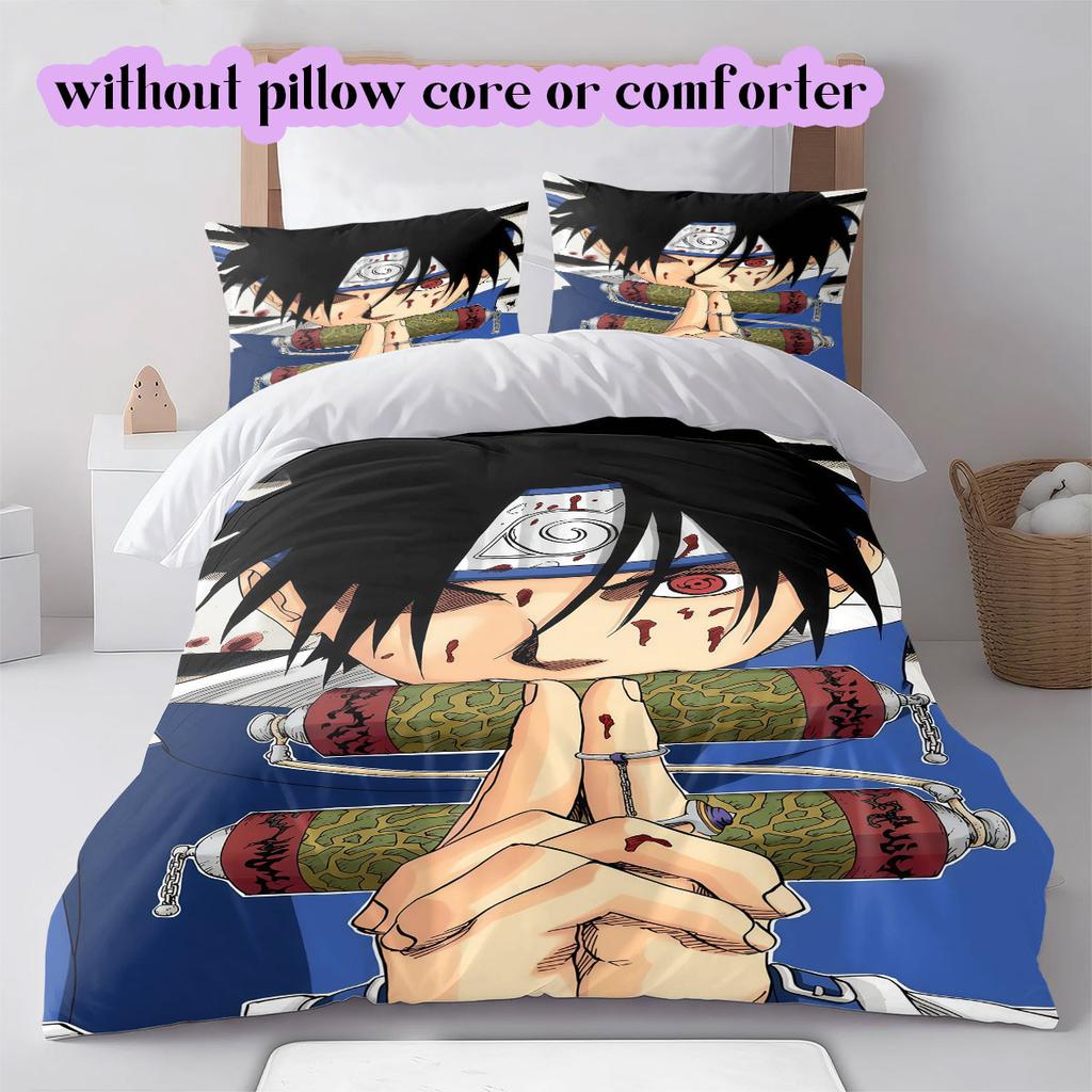 Naruto Sasuke Uchiha Various Sizes Bedding Set Duvet Cover 3pcs Children's Gift Print Cartoon Extra Large Decor