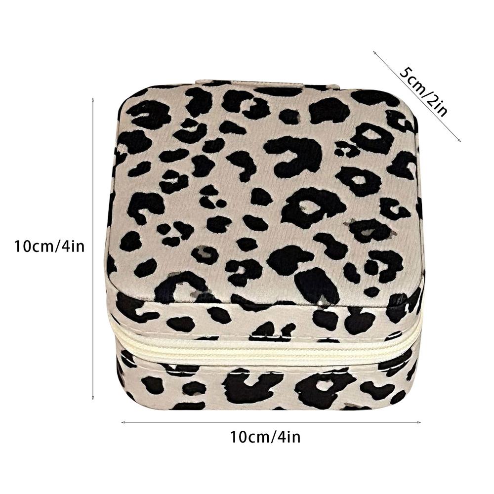 

Леопардовый принт шкатулка для украшений ожерелье органайзер кожаный маленький парный футляр для колец портативная шкатулка для украшений ожерелье серьги чехол для женщин белый