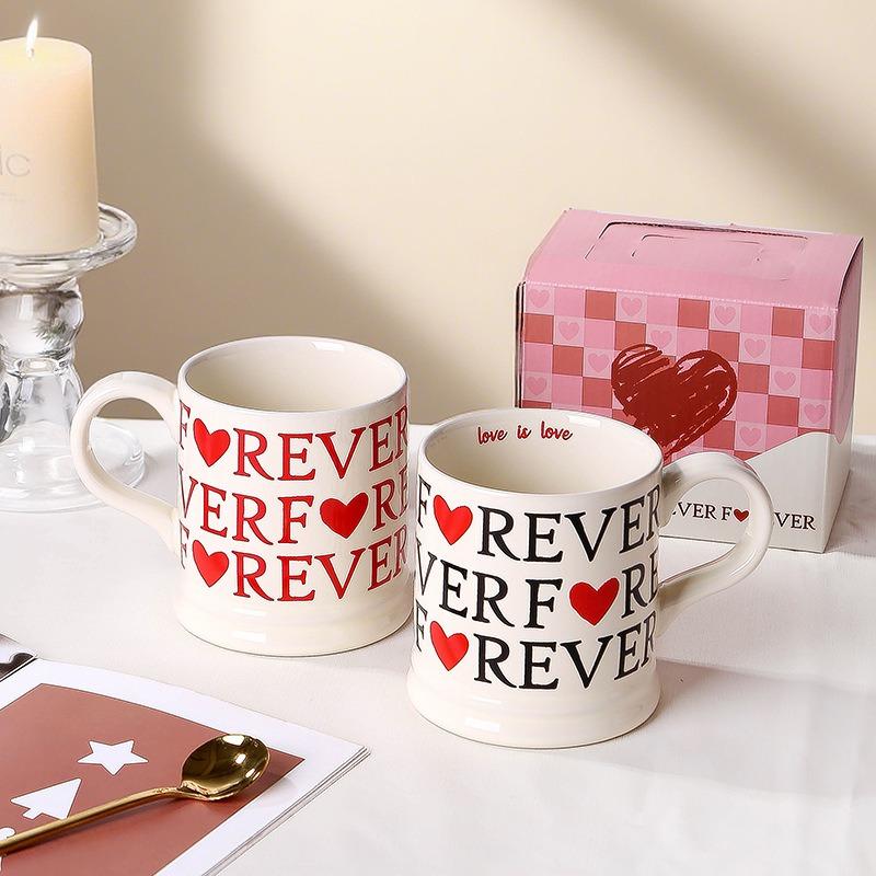 

Couple cup set with color box English letter love gift box wedding gift coffee cup Valentine s Day gift 301-400ml