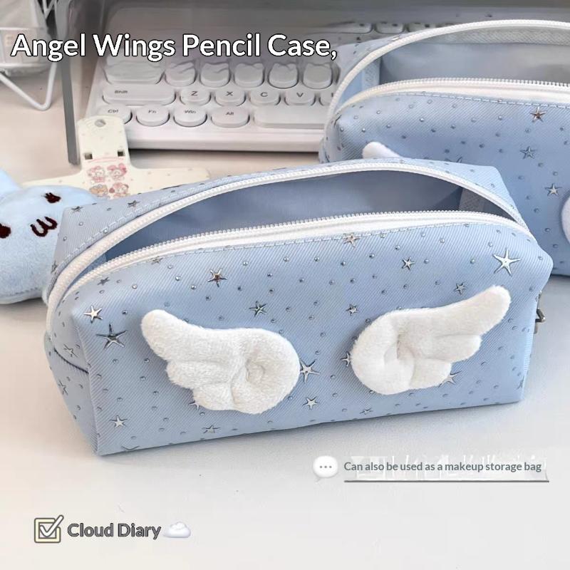 1Pcs Creative Stars Wings Pencil Case Large Capacity Storage Pencil Bags Multifunctional Stationery Organizer Bag Back To School