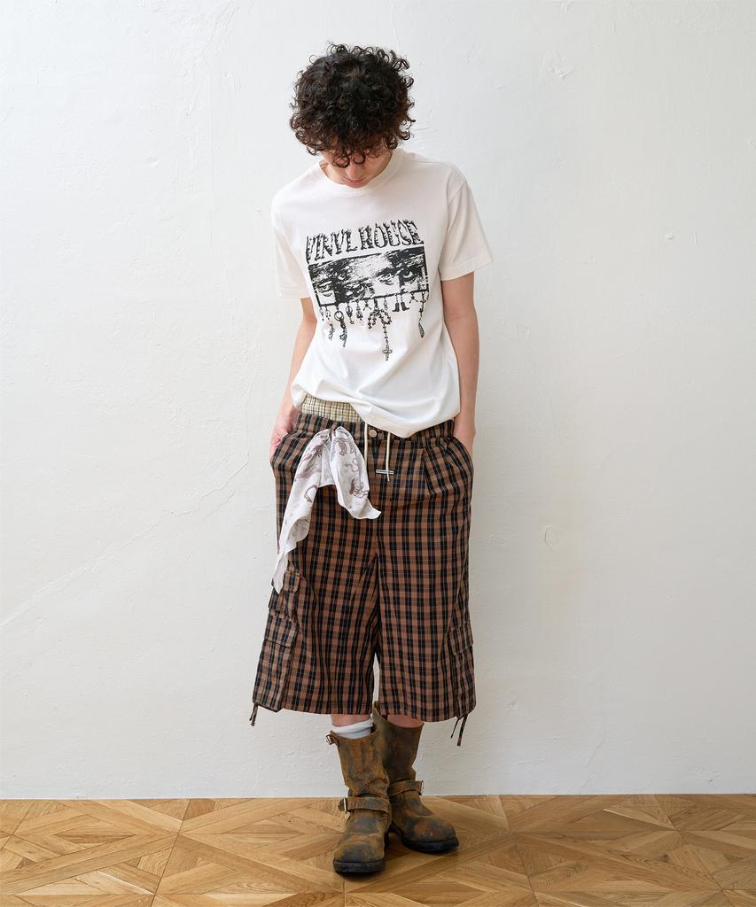 THEVINYLHOUSE Pantaloncini Cargo a Quadri Stratificati Marrone
