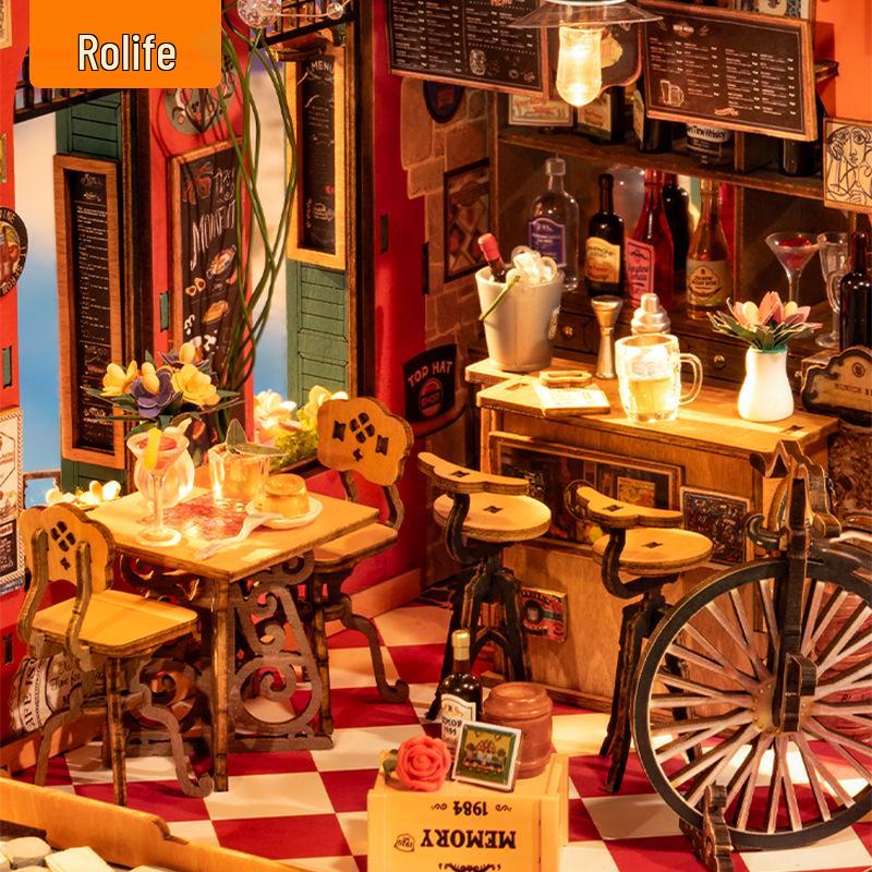 Rolife DIY Cheers Bar Miniature: Assembly Model House Gift for Girls