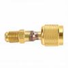 A2 Brass Refrigerant Adapter Straight Through HVAC Charging Adapter R32 Reverse Thread 1 4in Internal 1 4in External