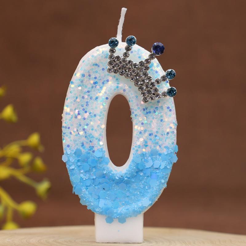 New Charming Blue Crown Creative Digital Candle Celebration Candle Cake Decoration Birthday Candle