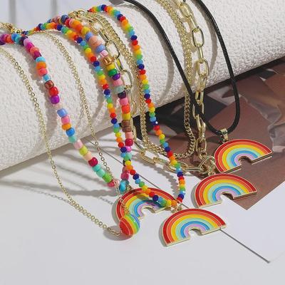 Collana Arcobaleno di Cristallo a Più Strati per Amici o Coppie