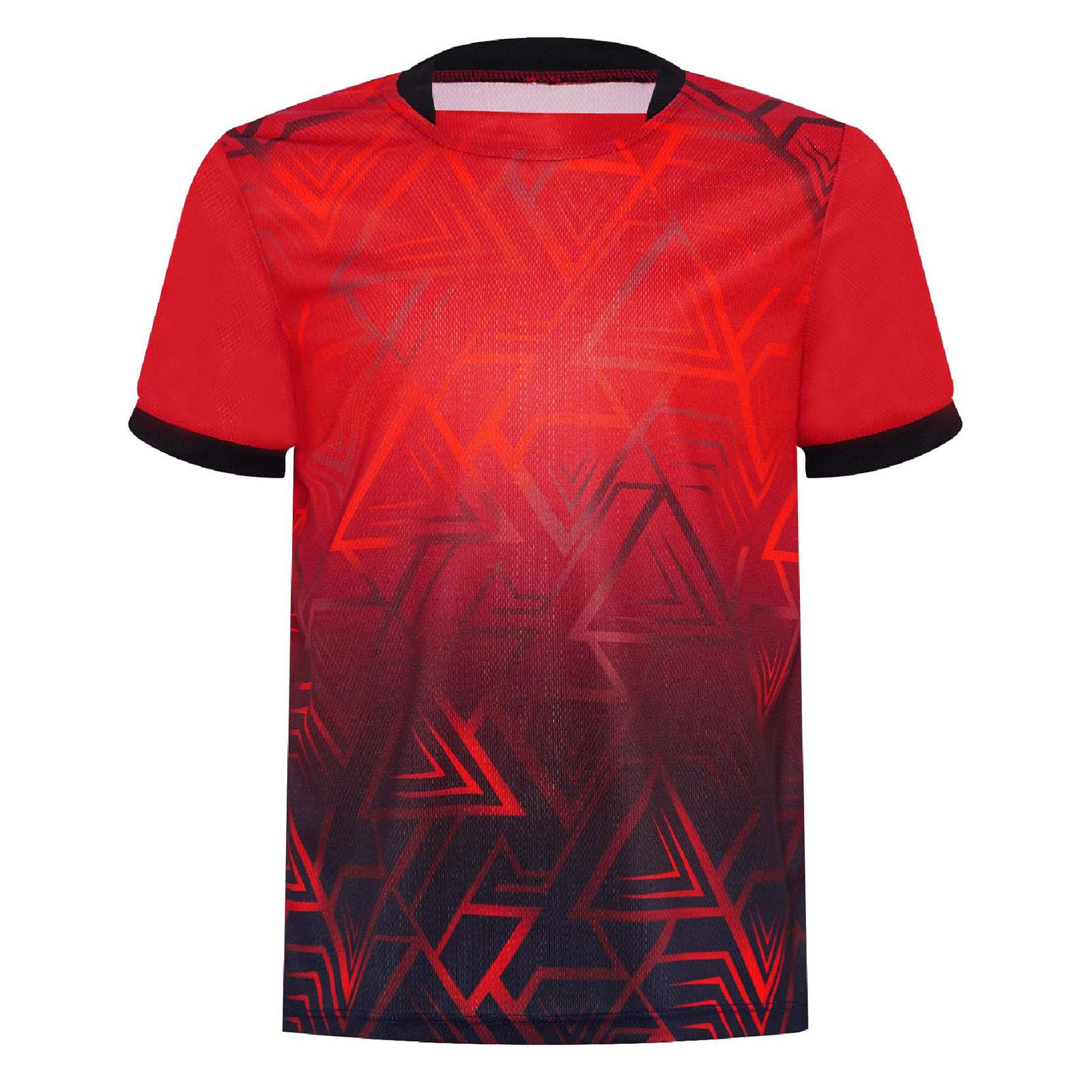 

Boys Geometric Print Sports T Shirt Round Neck Short Sleeve Football Basketball Costume Top 3-4 Years