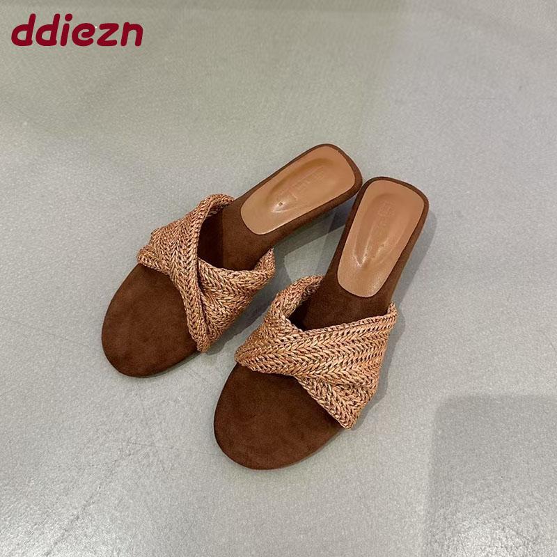 Fashion Fashion Round Toe Ladies Wedges Sandals Shoes Summer Beach Female Slides Low Heel Women Wedges Sandals Shoes Slippers 2025 New