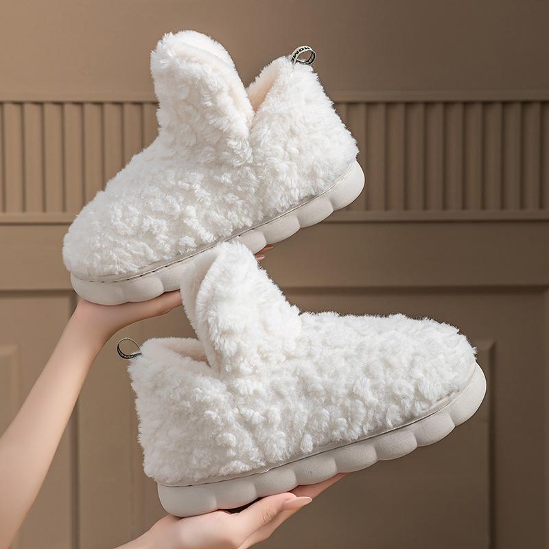 Simple solid color bag heel cotton slippers autumn and winter wear soft-soled non-slip velvet warm snow cotton shoes