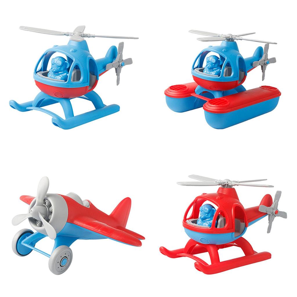 Durable Plastic Aircraft Model Toy Cartoon Beach Airplane Wwii Fighter Jet Helicopter Red/blue