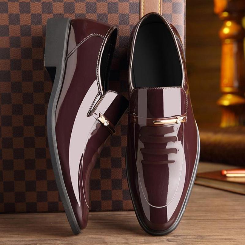 Pánské formální boty z lakované kůže, ležérní společenské boty pro podnikání, pánské boty s lesklým svrškem, jarní podzimní, levný výprodej, ne nový styl