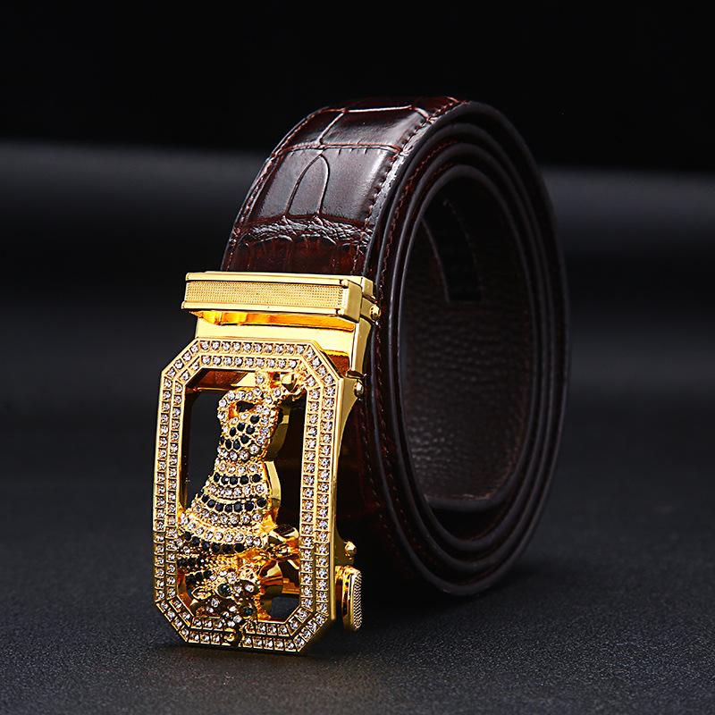 New Men's Belts Fashion Alloy Automatic Buckle Belt Business Casual Belt Genuine Leather Men's Belts Designer Male Waistband