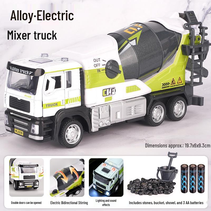 Che Lìfāng Electric Mixer Truck Toy: Alloy Cement Tanker Construction Vehicle Model for Boys