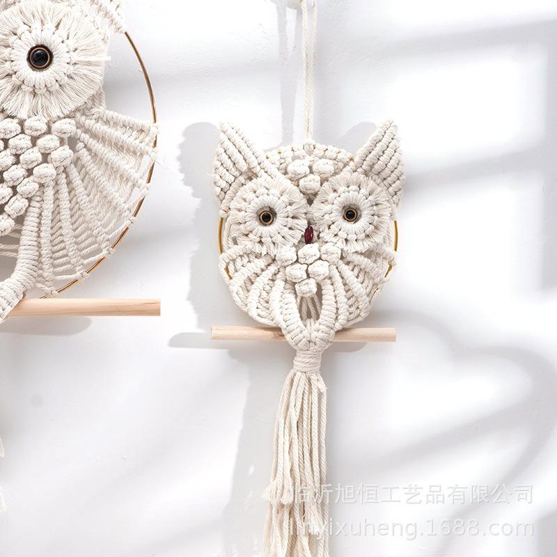 Cotton Rope Hand-woven Owl Pendant Bohemian Creative Wall Hanging Blanket Nordic Style Home Decoration Pendant