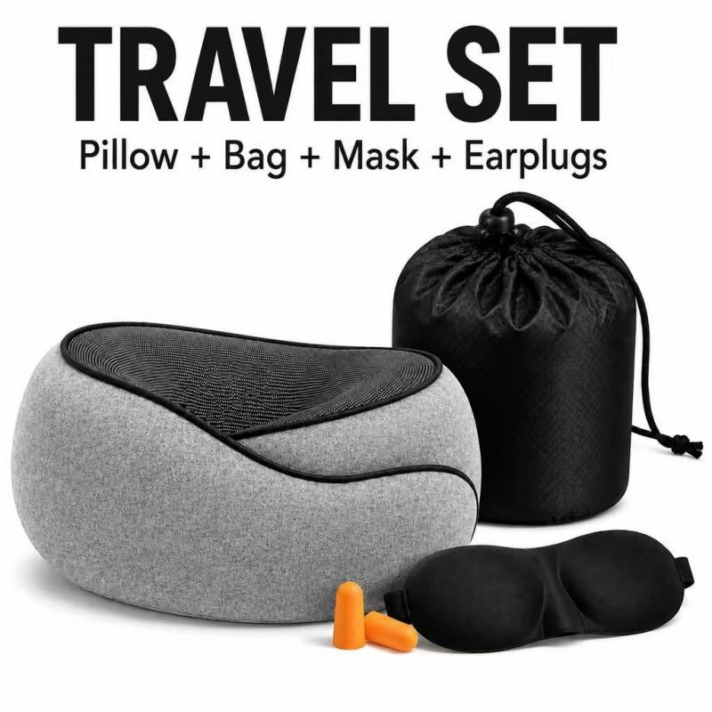Memory Foam Travel Neck Pillow U-Shaped Airplane Sleep Office Car Use Portable Foldable With Carry Pouch