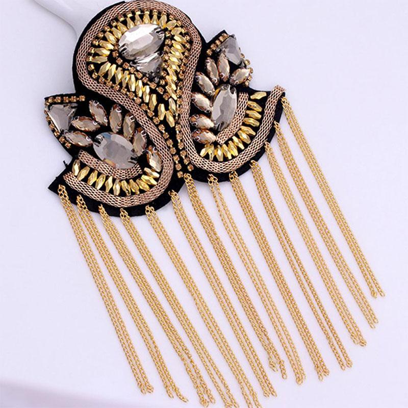 1Pc Comfortable Performance Diamond Chain Stage Tassel Shoulder Dress Lightweight Visual Effects Polyester Decoration