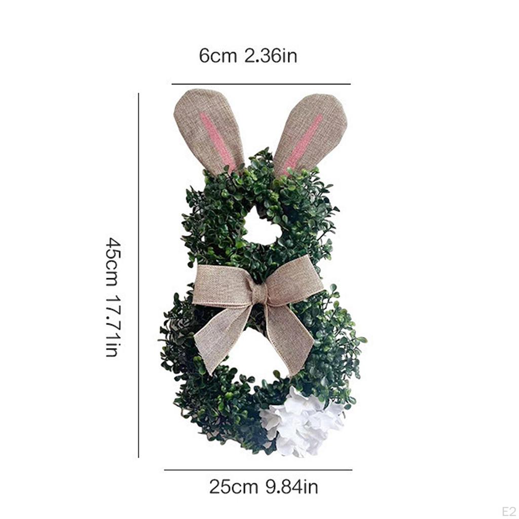 Happy Easter Bunny Garland Wreath Creative with Bow Knot Hanging Ornament for Outdoor