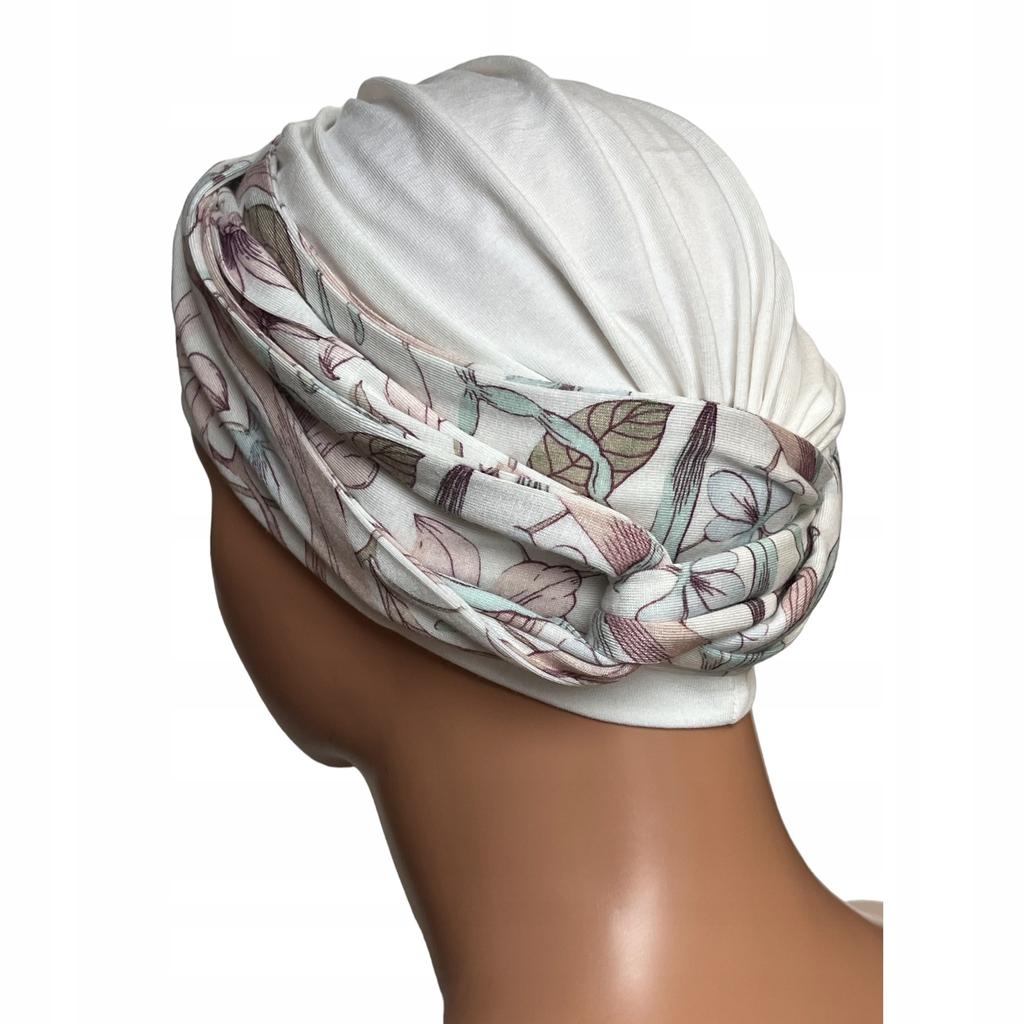 Dámský jarní turban Lena Ecru-419 Měkký šátek také po chemoterapii