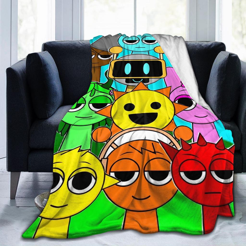 Sprunki Characters Game Flannel Blanket Vintage Throw Blankets for Home Hotel Sofa Bedspread,