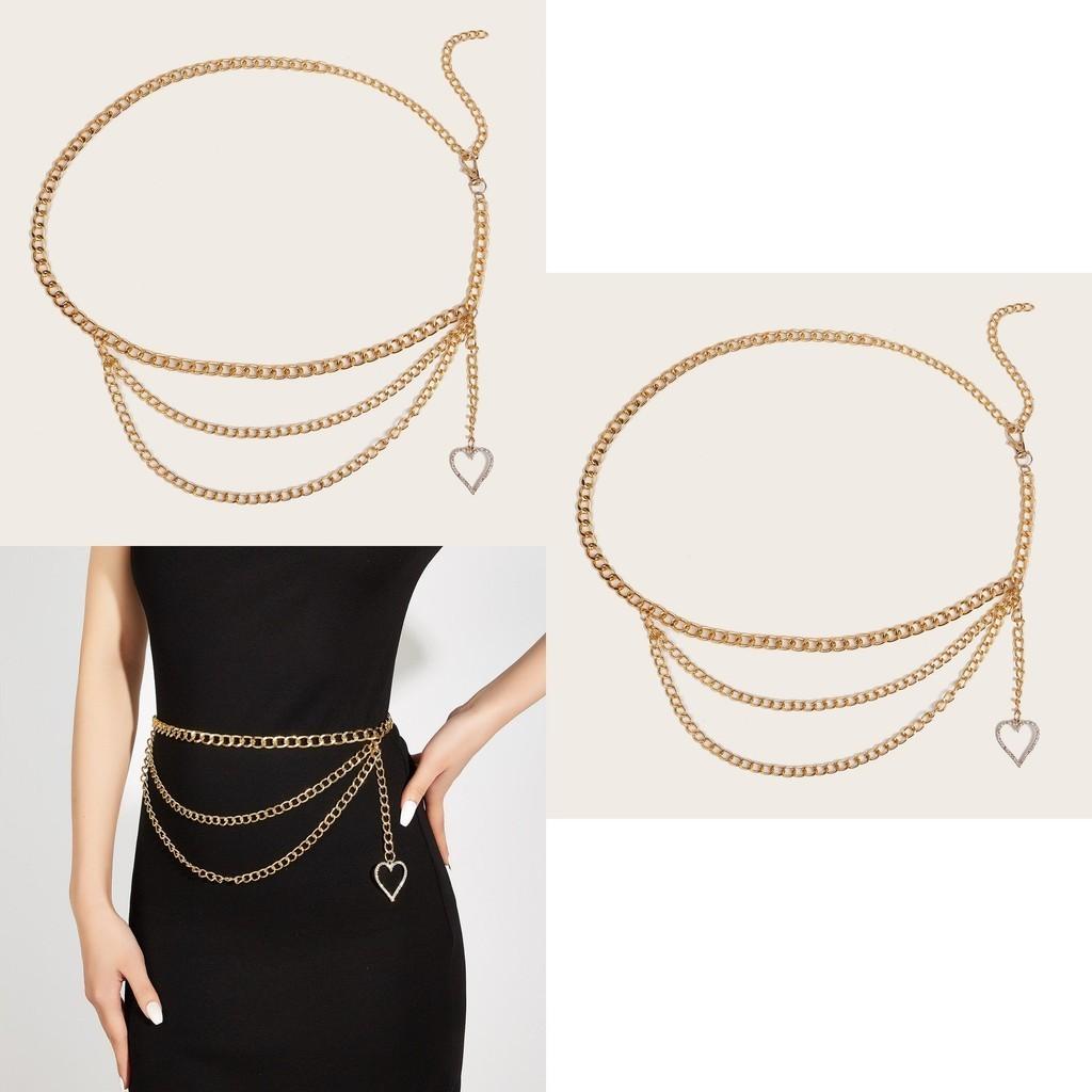 Stylish Metal Waist Chain Belt Thin Width Hook Closure Trendy Accessory