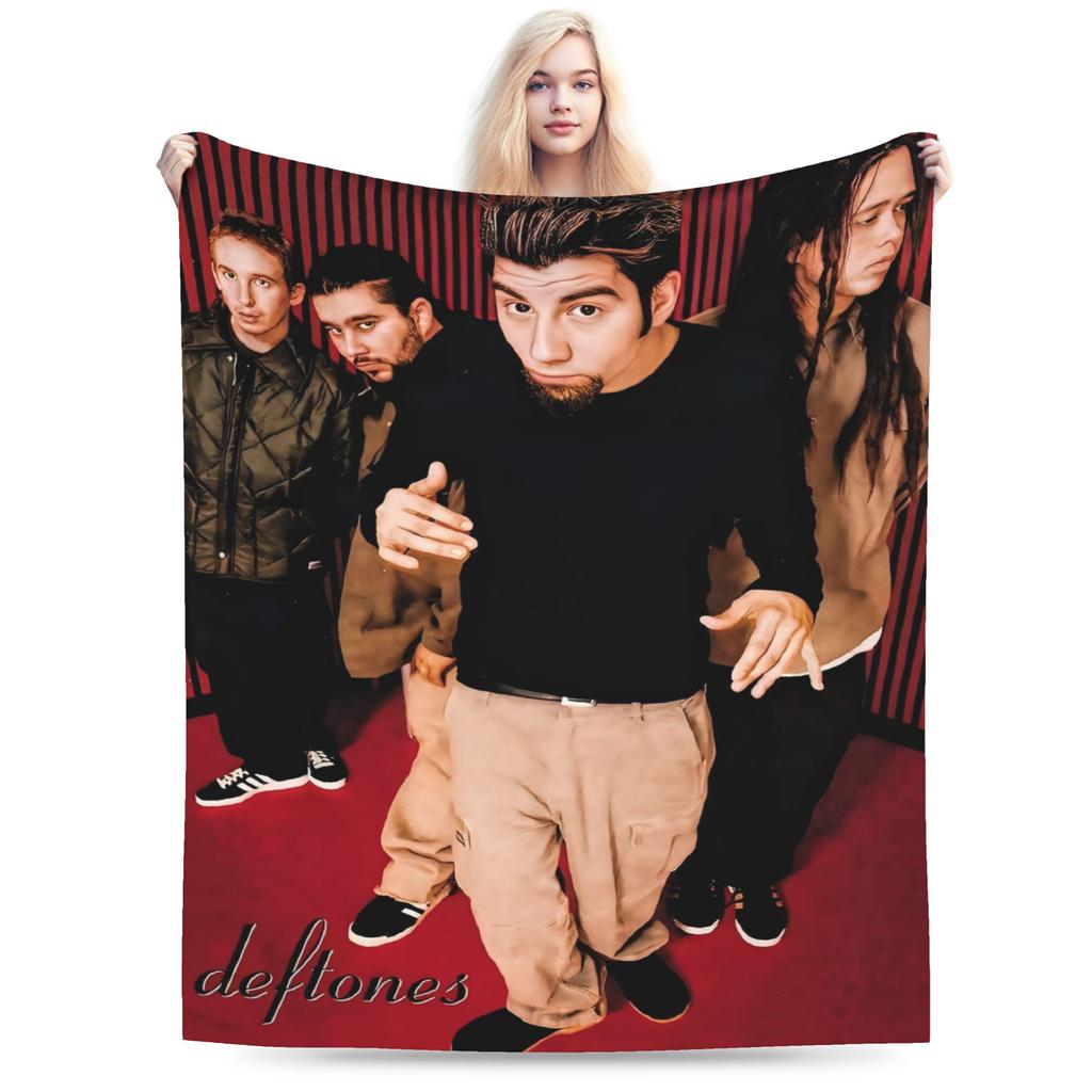 Coperte Trapuntate Deftones Nu Metal Calde Morbide Soffici Peluche Coperta da Lanciare per Decorazione Casa Viaggio Ufficio Copriletto in Flanella Copriletto