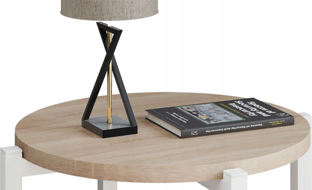 Stolik Nocny Okrągły Loft 35X35X46 Cm Metalowy Biały