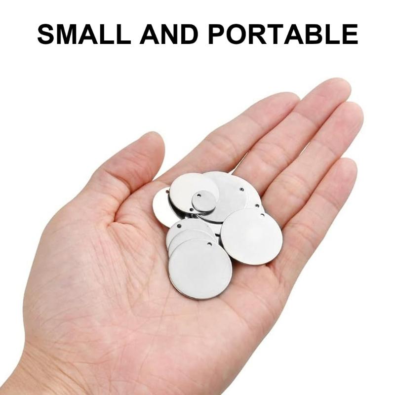 100 Pcs/Set Round Metal Engraving Blanks with Hole Stamping Blanks Stainless Steel Blank Tagged 10/15/20/25/30mm