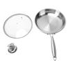 Stainless Steel Frying Pan 28cm Non Stick Uncoated 3 Ply Even Heating Flat Bottom Stir Fry Pan with Lid