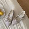2025 New French Low-Cut Mary Jane Bow Leather Heels - Elegant Spring Style