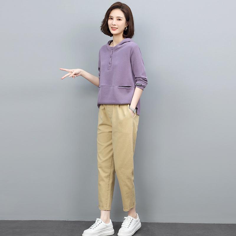 Women's Fashionable Mom Style Casual Sweatshirt Set: 2025 Spring/Autumn Two-Piece Outfit