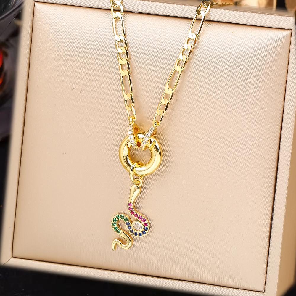 Shiny Zirconia Leopard Snake Fox Puppy Animal Pendant Necklace  For Woman Party Clavicle Chain Aesthetic Jewelry Female