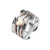 Women Ring Rotatable Bi-color Fun Elegant Retro Stress Relief Casual Love Heart Charm Finger Ring Fashion Jewelry