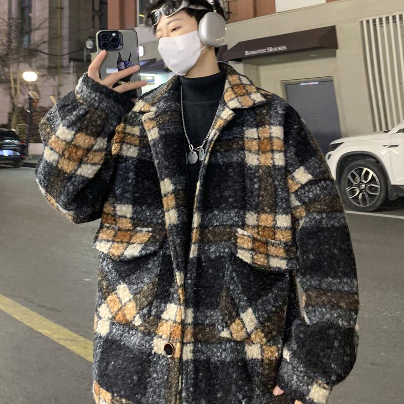 Men's Retro Lambswool Plaid Jacket - Stylish, Warm & Trendy Winter Coat