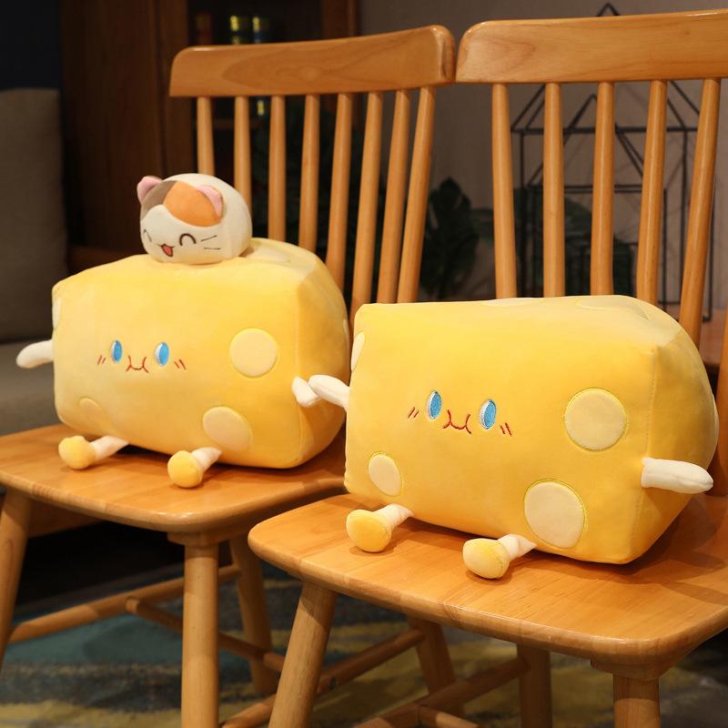 Creative cheese bread plush toys cushion girls sleep pillow children's day soothing cheese toys