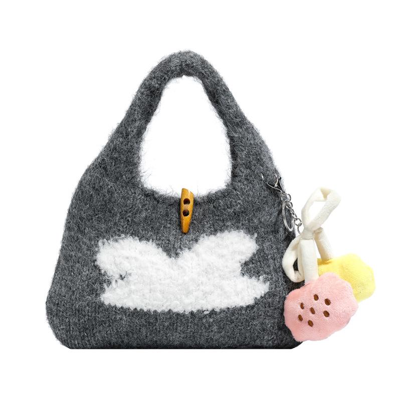 Knitted Handbag with A Cute and Niche Design Sense, Woven Bag, and Mobile Phone Bag