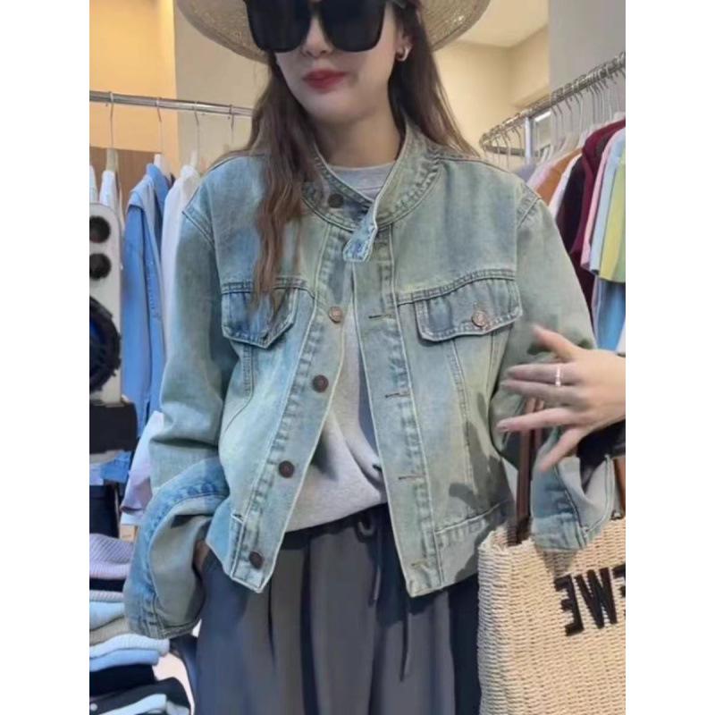 Korean Retro Niche Design Denim Jacket for Women - Autumn/Winter