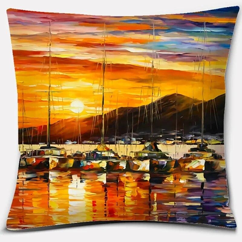 

Картина маслом Улица Оранжевый Красный Серия Декоративная Наволочка Квадратная Мебель Для Домашнего Офиса 40x40cm