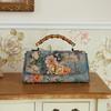 Cheongsam Deri Çanta Vintage Baskı Kadın Çantası El Yapımı Elegan Bayan Omuz ve Crossbody Çanta