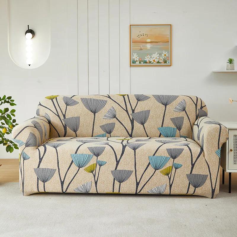 Armchair Corner Sofa Cover Leaves Stretch Sofa Cover Couch Cover Slipcovers Chaselong Protector for Pets and Kids Fully Wrap