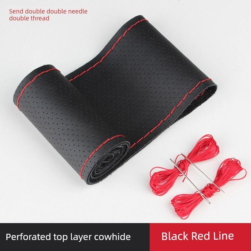 Steering Wheel Cover Leather Hand Sewing Men's and Women's Four Seasons Universal Volkswagen Leather Cover First Layer Cowhide Non-Slip Handle Cover