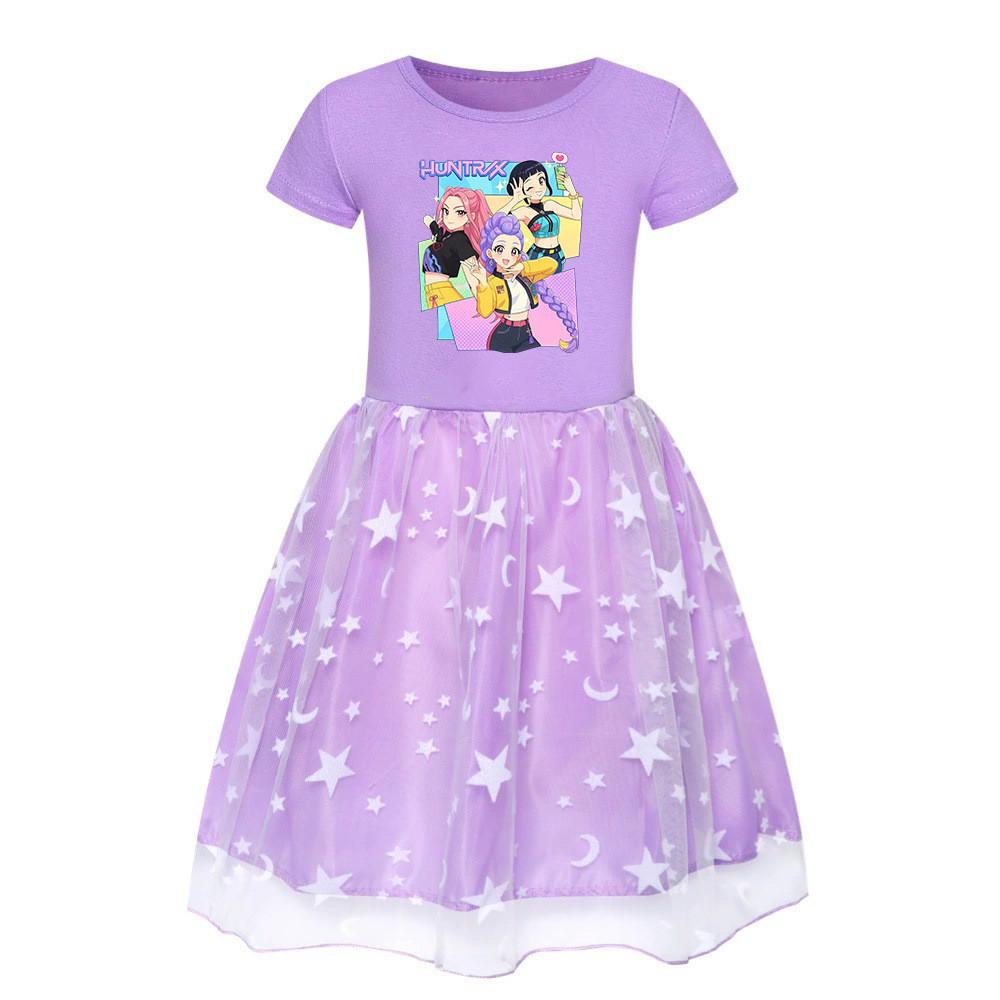 

4178 Kids Girls Rumi Zoey Mira Rumi Print Mesh Dress 150cm фіолетовий