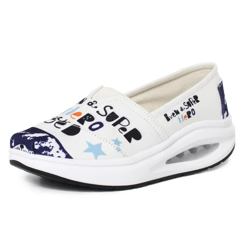 

Кроссовки женские модные принтованные парусиновые туфли осенние танкетки платформы повседневные спортивные туфли женские уличные рок-обувь Zapatillas 39